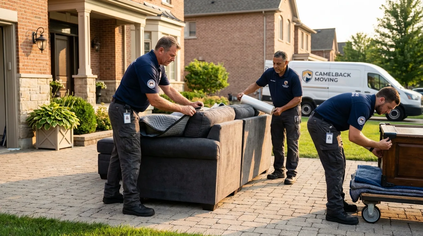 Large estate moving crew wrapping furniture in Gulf Breeze, FL