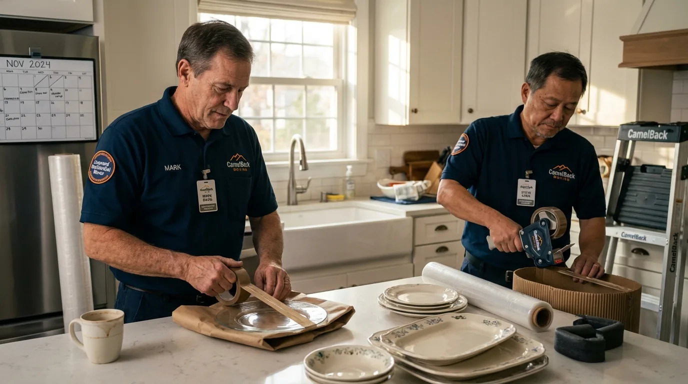 Professional crew packing kitchen dishware in Gulf Breeze, FL
